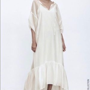 NWT ZARA SEMI-SHEER TUNIC DRESS SIZE XS